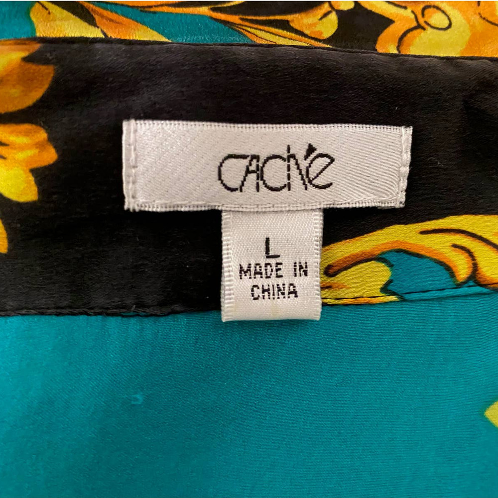 Cache Teal Black and Gold Baroque Print Blouse - Picture 7 of 7